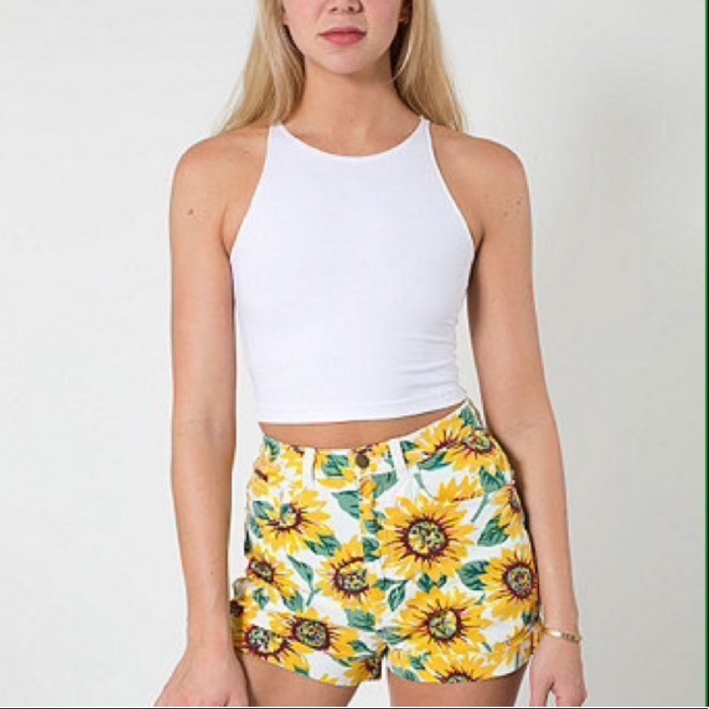 American Apparel High Waisted Sunflower Shorts